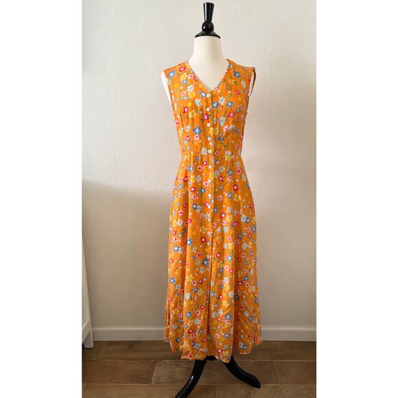 Vintage 90s Oilily Floral Button-Front Dress Size 40 Cottagecore Practical Magic - Picture 1 of 12